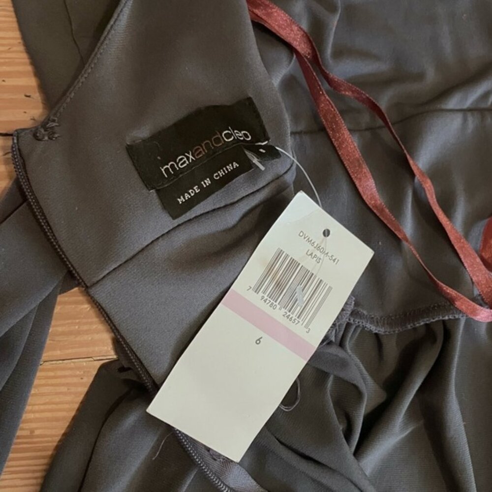 NWT Max & Cleo Keyhole back Halter Gown in Slate Grey Sz 6. - Picture 11 of 13